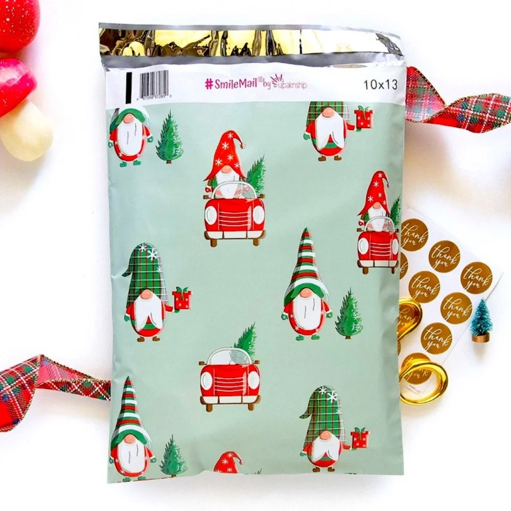 🎁20 Holiday Gnomes Poly Mailers 10 x 13 inch - Picture 2 of 2